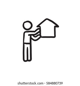 Real estate agent vector sketch icon isolated on background. Hand drawn Real estate agent icon. Real estate agent sketch icon for infographic, website or app.