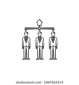 Real estate agents hand drawn outline doodle vector icon. Group of people, workforce sketch illustration for print, web, mobile and infographics isolated on white background.
