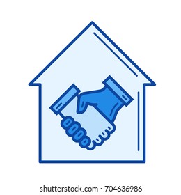 Real estate agreement vector line icon isolated on white background. Real estate agreement line icon for infographic, website or app. Blue icon designed on a grid system.