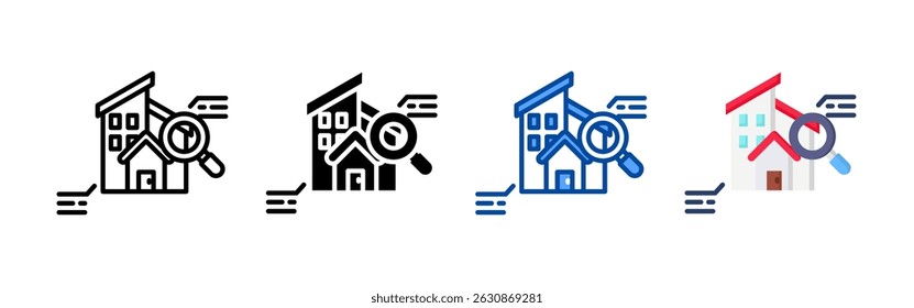 Conjunto de iconos de análisis inmobiliario Paquete. Colección de iconos de estilo múltiple perfecta para Sitios web, App y presentaciones. Colección de icono de Vector simple