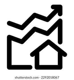 Real estate analytics in outline icon. Stats, graph, chart, report, business