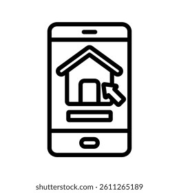 Real Estate App Line Vector Illustration On White Background.