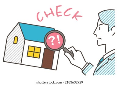 Real estate appraiser. Vector illustration of a person assessing real estate.