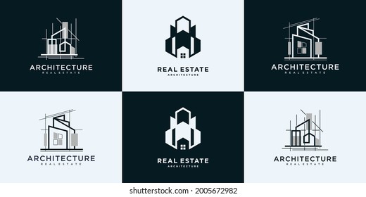 Real estate, architecture, building, construction logo design collection.
