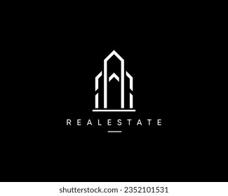 Real estate, architecture, construction, building, apartment, residence, property, cityscape, planning and structure logo design composition.