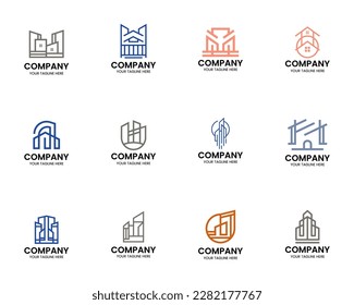 Real estate, architecture, interior and exterior logo design vector illustration template