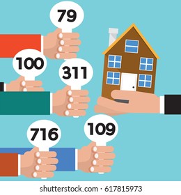 Real Estate Auction Conceptual Vector Illustration