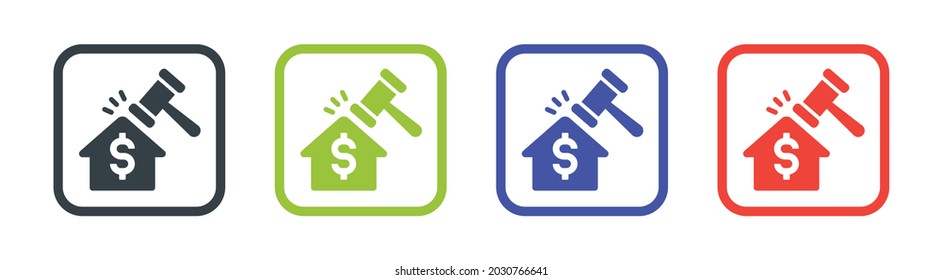 Icono de subasta inmobiliaria ilustración vectorial