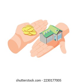 Real estate augmented reality isometric composition with isolated house sales modern service image vector illustration