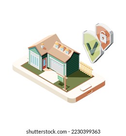 Real estate augmented reality isometric composition with isolated house sales modern service image vector illustration