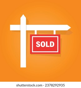 Icono de banner inmobiliario de estilo plano. Ilustración vectorial de etiqueta de venta en fondo aislado. Vender el concepto de negocio de señas.