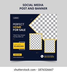 Real Estate Banner For Social Media Post in Vector