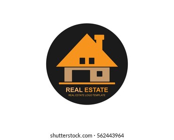 Real estate in black circle vector icon logo template design.