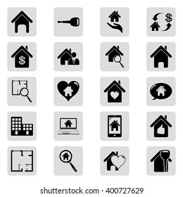 Real estate black simple vector icons  set