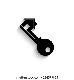 real estate - black vector icon with shadow 