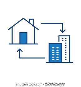 Real Estate Blue Line Editable Stroke Icon. Real Estate, Building, House, Home, Property Vector Illustration