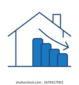 Real Estate Blue Line Editable Stroke Icon. Real Estate, Building, House, Home, Property Vector Illustration