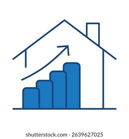 Real Estate Blue Line Editable Stroke Icon. Real Estate, Building, House, Home, Property Vector Illustration