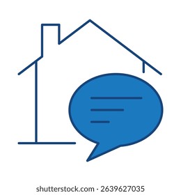 Real Estate Blue Line Editable Stroke Icon. Real Estate, Building, House, Home, Property Vector Illustration