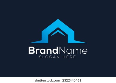 Plantilla vectorial de diseño de logotipo azul inmobiliario