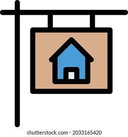 real estate board vector line colour icon