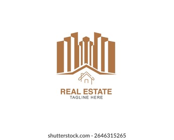Real estate with bottom home icon golden logo design, company logo designs, home icon real estate logo