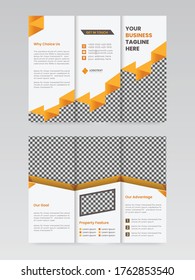 Real estate brochure design, business brochure template, creative three fold, trend brochure ribbon. Geometric abstract business brochure template, creative three fold, corporate, leaflet, promotion.