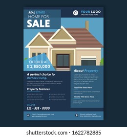 Real Estate Brochure, Flyer Design With Price And Property Features For Sale.