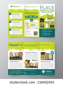 Real Estate Brochure Flyer Design Vector Template In A4 Size Tri Fold 