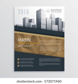 Real Estate Brochure Flyer Template Design With City Buildings