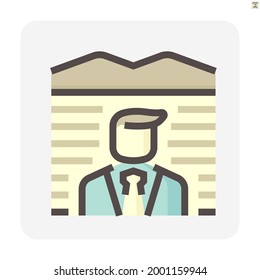 Real estate broker, agent or realtor vector icon. Consist of empty land, salesperson or person or man. Professional to sell, buy of real estate or real property. Also for developer, investor. 48x48 px