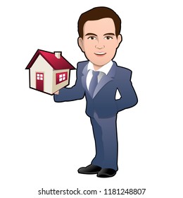 Real Estate Broker Cartoon Character Illustration Stock Vector (royalty 