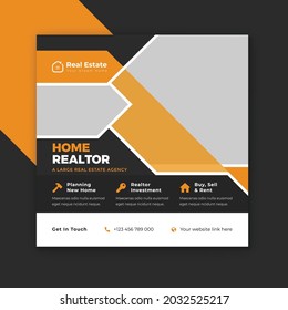 Real estate broker digital banner design and real estate business social media post banner. 