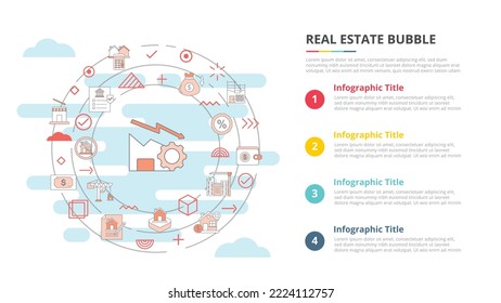 real estate bubble concept for infographic template banner with four point list information