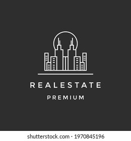 real estate, building, apartment, palace, architecture logo. on black background