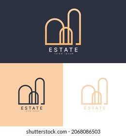 Real estate building architecture logo company indentity minimal outline modern vector