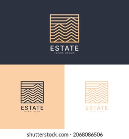 Real estate building architecture logo company indentity minimal outline modern vector