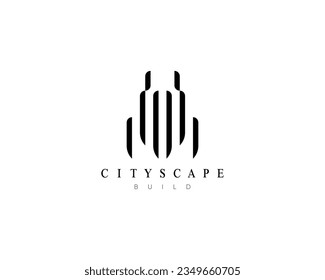 Real estate, building, cityscape, architecture, construction, property, structure and planning logo.