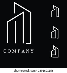real estate building combined letter M, N, O, P logo