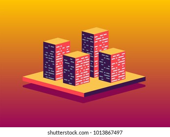 Real estate building concept. Construction development company advertising. Urban or commercial isometric vector district.