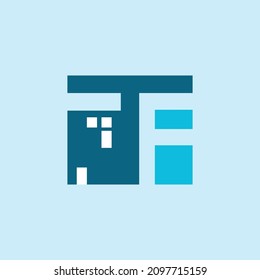 Real Estate, Building, Constriction Logo Design Concept Letter TF