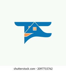 Real Estate, Building, Constriction Logo Design Concept Letter TF