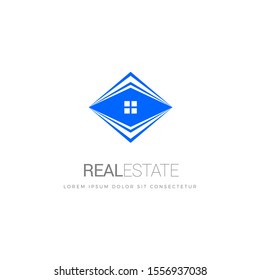 Real Estate, Building, Construction and Architecture Logo Vector Design. Home with Window, Modern House, Geometric design