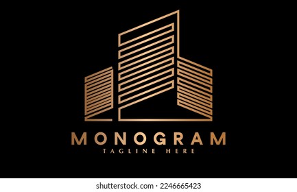 Real Estate building construction company design logo vector template