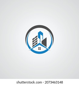 Vectordesign des Logos für Immobilien, Gebäude und Bauten