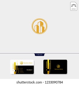 real estate, building creative logo template vector illustration, get free business card design template
