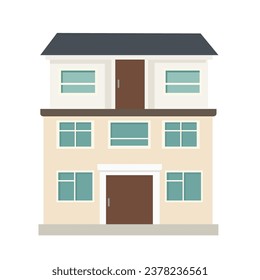 Real estate building flat design illustration, town house or apartment icon - Vector
