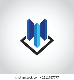 Real estate building in glass vector logo concept icon