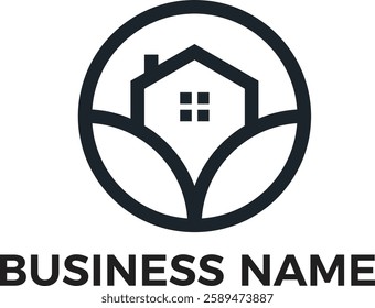 Real estate building home interior Minimalist logo design vector transparency PNG and editable EPS Vector files