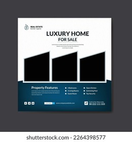 Real estate building house interior exterior property sale business promotional facebook post, instagram post, social media post square web banner editable, colorful, and elegant design template